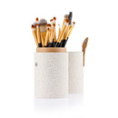 Women Girls Makeup Beauty Cosmetic Makeup Brush Holder White + Set of 20PCS Face Foundation Eye Lip Beauty Makeup Brushes Black Gold