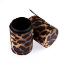 Set Of Leopard Print Makeup Brush Holder Case Organiser With Brushes Foundation Applicator Eye Lip Face Makeup Tool Beauty Supplies Black Brown