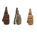 Mens Vintage Canvas Leather Backpack Shoulder Chest Sling Satchel Bag Coffee