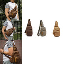 Mens Vintage Canvas Leather Backpack Shoulder Chest Sling Satchel Bag Coffee
