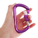 25KN Aluminium Screw Anto Locking Carabiner Rock Climbing Rappelling Safety Gear (Purple)
