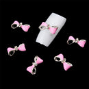 10PCS/SET Elegant Glitter Bow Shaped Nail Art Decorations Party Wedding Birthday Supplies DIY Pink