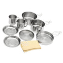 Outdoor Camping Backpacking Cooking Picnic Pot Pan Plate Cup Cookware Set