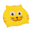 Cute Cat Cartoon Swimming Bathing Cap Hat for Children Kids Boy Girl Yellow