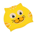 Cute Cat Cartoon Swimming Bathing Cap Hat for Children Kids Boy Girl Yellow
