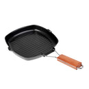 Outdoor Camping Cooking BBQ Portable Folding Frying & Grill Non-stick Iron Pan 8.3"