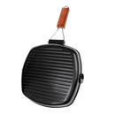 Outdoor Camping Cooking BBQ Portable Folding Frying & Grill Non-stick Iron Pan 8.3"