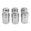6 Pieces Portable Stainless Steel Condiment Seasoning Salt Sugar Pepper Jar Dispenser Bottles Shaker Pot for Outdoor Travel Camping BBQ
