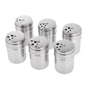 6 Pieces Portable Stainless Steel Condiment Seasoning Salt Sugar Pepper Jar Dispenser Bottles Shaker Pot for Outdoor Travel Camping BBQ