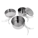 4 Pieces Stainless Steel Folding Lightweight Outdoor Tableware Backpacking Camping Picnic Cookware Cook Set