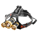 Waterproof Zoomable 1800 Lumens 3x LEDs Headlamp with 4 Mode-Hands Free Headlight Flashlight Torch Lighting for Camping Biking Hunting Fishing Outdoor Sports