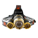 Waterproof Zoomable 1800 Lumens 3x LEDs Headlamp with 4 Mode-Hands Free Headlight Flashlight Torch Lighting for Camping Biking Hunting Fishing Outdoor Sports