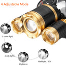 Waterproof Zoomable 1800 Lumens 3x LEDs Headlamp with 4 Mode-Hands Free Headlight Flashlight Torch Lighting for Camping Biking Hunting Fishing Outdoor Sports