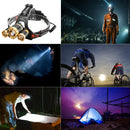 Waterproof Zoomable 1800 Lumens 3x LEDs Headlamp with 4 Mode-Hands Free Headlight Flashlight Torch Lighting for Camping Biking Hunting Fishing Outdoor Sports