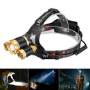Waterproof Zoomable 1800 Lumens 3x LEDs Headlamp with 4 Mode-Hands Free Headlight Flashlight Torch Lighting for Camping Biking Hunting Fishing Outdoor Sports
