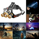 Waterproof Zoomable 1800 Lumens 3x LEDs Headlamp with 4 Mode-Hands Free Headlight Flashlight Torch Lighting for Camping Biking Hunting Fishing Outdoor Sports