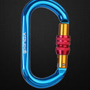 New Blue Oval Shape Aluminium Alloy Screw Locking Carabiner 25KN 5600Lb
