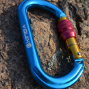 New Blue Oval Shape Aluminium Alloy Screw Locking Carabiner 25KN 5600Lb