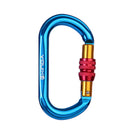 New Blue Oval Shape Aluminium Alloy Screw Locking Carabiner 25KN 5600Lb