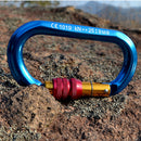 New Blue Oval Shape Aluminium Alloy Screw Locking Carabiner 25KN 5600Lb