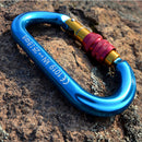 New Blue Oval Shape Aluminium Alloy Screw Locking Carabiner 25KN 5600Lb