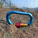 New Blue Oval Shape Aluminium Alloy Screw Locking Carabiner 25KN 5600Lb