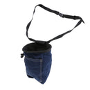 Blue Denim Chalk Bag with Pocket Quick-Clip Belt for Rock Climbing/ Weight Lifting/ Bouldering/ Gymnastics - Tight Fitting Drawstring for No Leakage