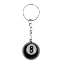 16 Pieces Eight (8) Ball Key Chains / Billiards Pool Key Chain 25mm Black