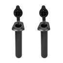 1 Pair Black Plastic 30 Degree Fishing Rod Holder with Cap Cover - Kayak Canoe Side Flush Mount 1.5" Diameter + Screws