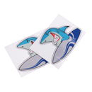 2 Pieces Waterproof Vinyl Surf Shark Stickers Decals Kayak Canoe Boat Surfboard Beach Laptop Helmet Wall Car Bumper Window Graphics Accessories
