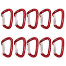10 Pieces 3.86" x 2.28" 24KN Aluminum Straight Gate Keylock Key Nose Carabiners Durable & Multipurpose for Rock Climbing Mountaineering Camping Hiking