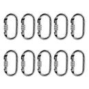 10 Pieces Oval Steel Carabiner Screw Locking for Rock Climbing Rescue 25KN