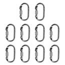 10 Pieces Oval Steel Carabiner Screw Locking for Rock Climbing Rescue 25KN