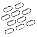 10 Pieces Oval Steel Carabiner Screw Locking for Rock Climbing Rescue 25KN