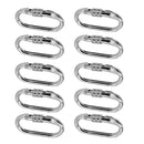10 Pieces Oval Steel Carabiner Screw Locking for Rock Climbing Rescue 25KN
