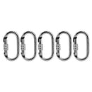 5 Pieces Oval Steel Carabiner Screw Locking for Rock Climbing Rescue 25KN