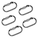 5 Pieces Oval Steel Carabiner Screw Locking for Rock Climbing Rescue 25KN