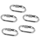 5 Pieces Oval Steel Carabiner Screw Locking for Rock Climbing Rescue 25KN