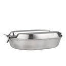 Stainless Steel Lunch Box Food Container Folding Long Handle Camping Picnic Frying Pan with Metal D-ring Lock