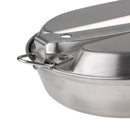 Stainless Steel Lunch Box Food Container Folding Long Handle Camping Picnic Frying Pan with Metal D-ring Lock