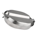 Stainless Steel Lunch Box Food Container Folding Long Handle Camping Picnic Frying Pan with Metal D-ring Lock