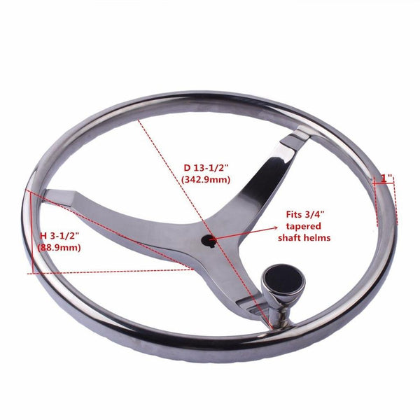 1 Piece Stainless Steering Wheel Boat Wheel Water Sports 34.0 cm