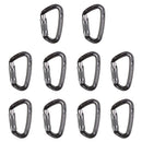 10 Pieces 24KN Aluminum Carabiner D Shape Self Locking for Climbing Gray