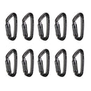 10 Pieces 24KN Aluminum Carabiner D Shape Self Locking for Climbing Gray