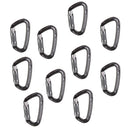 10 Pieces 24KN Aluminum Carabiner D Shape Self Locking for Climbing Gray
