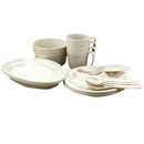 24pcs Food Grade PP Reusable Picnic Camping Tableware Set with Carry Case - Mugs, Soup Bowls, Spoons, Plates