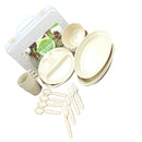 24pcs Food Grade PP Reusable Picnic Camping Tableware Set with Carry Case - Mugs, Soup Bowls, Spoons, Plates