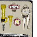 Portable Golf Gift Set Golf Ball Liner, Golf Tees, Golf Divot Repair Tool, Golf Hat Clip and Ball Marker, Marker Pen - Great for Beginner or Veteran
