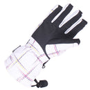 Women Waterproof Windproof Ski Snow Sports Gloves with Double Lock Design White Plaid