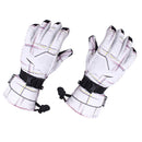 Women Waterproof Windproof Ski Snow Sports Gloves with Double Lock Design White Plaid